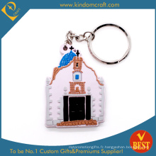 China Popular Wholesale Die Casting House Shape Porte-clés en PVC en haute qualité